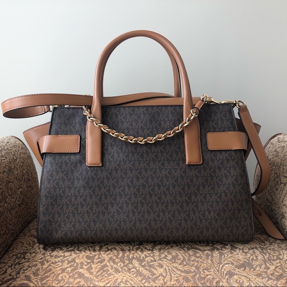 MK - Carmen Large Logo and Leather Belted Satchel - Picture 2 of 5